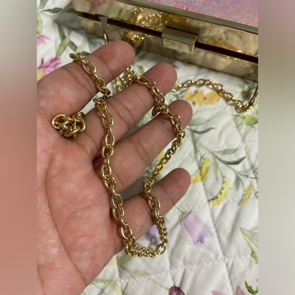 #1- Pink Holographic Rectangular Snakeskin Clutch… - image 4